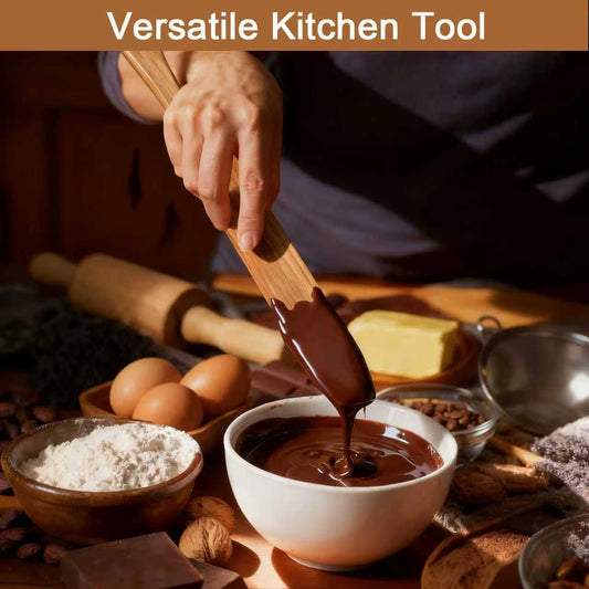 2Pcs Wooden Spurtle for Sourdough Starter, Mixing, Reaching Bottom of Jar, Dough Whisk, Long Handle Spatula, Kitchen Tools for NonStick Cookware, Baking & Cooking Utensils