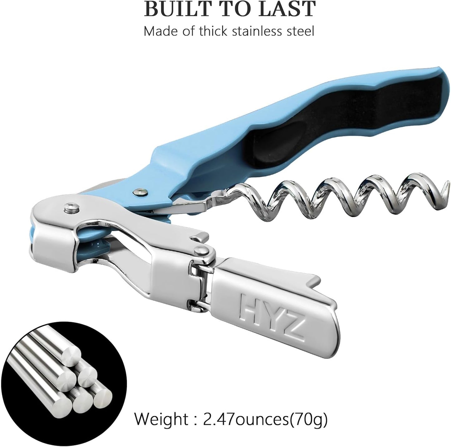 HYZ 2-Pack Wine Opener Waiter Corkscrew, Professional Wine Key for Servers, Bartender, with Foil Cutter, Manual Wine Bottle Opener Double Hinged (Black)