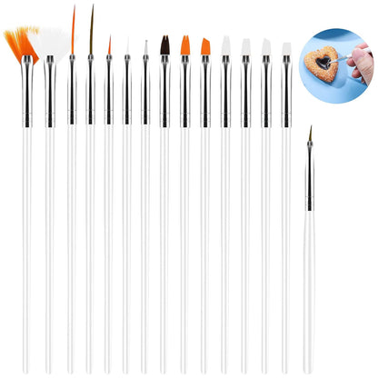 15pcs Cake Painting Brushes, Cake Decorating Brushes Kit, Food Paint Brush Tools, Fondant Sugar Cookie Painting Brushes Supplies for Cake Decoration (White)