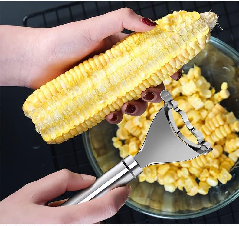 2PCS Corn Planer Cutter Thresher Peeler, Corn Thresher Cob Stripper Tool,Kitchen Use Premium Stainless Steel Thresher Cob Remover tool with Ergonomic Handle