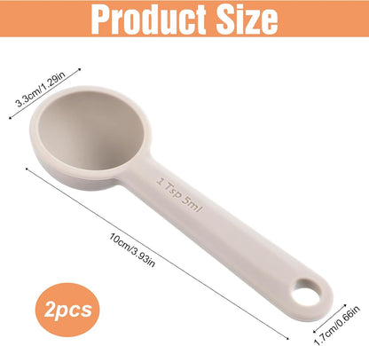 JIEYAO 2 Pcs 1tsp(1/3tbsp, 5 ml) Single Measuring Spoon, Food Grade Silicone Teaspoon Scoop with Hanging Hole Mini Measure for Coffee Baking Cooking