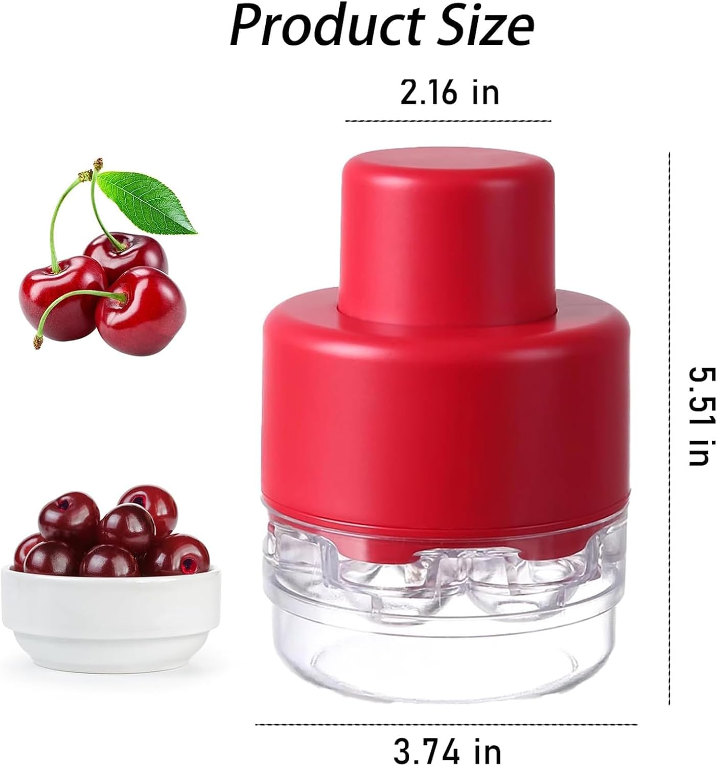 Cherry Pitter Tool - 8 in 1 Multiple Cherry Seed Remover, Cherry Picker Tool with 8 Individual Holes, Red ABS Material Cherry Pitter