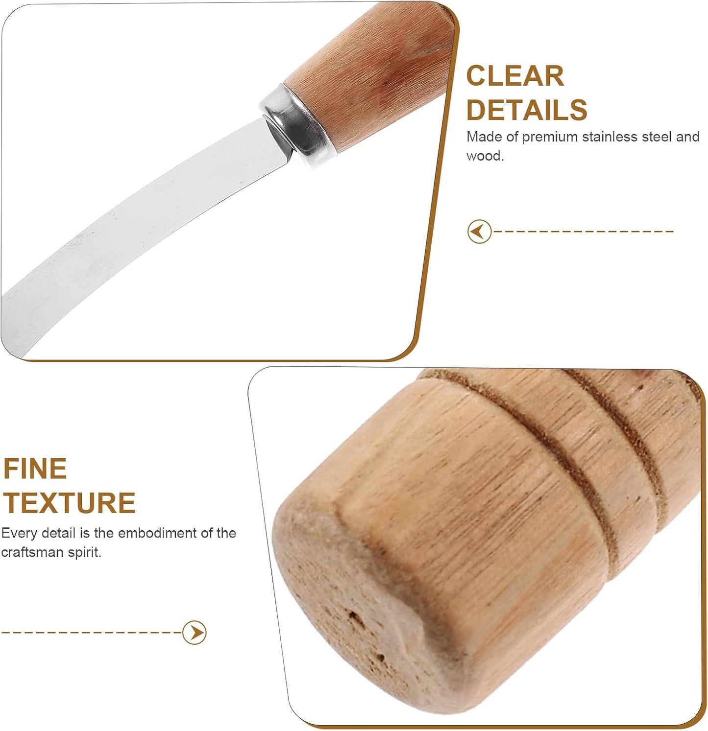 Abaodam 7Inch Stainless Steel Curved Fruit Knife, with Wooden Handle for Peeling and Cutting Pineapple Banana and Tropical Fruits Kitchen Tool