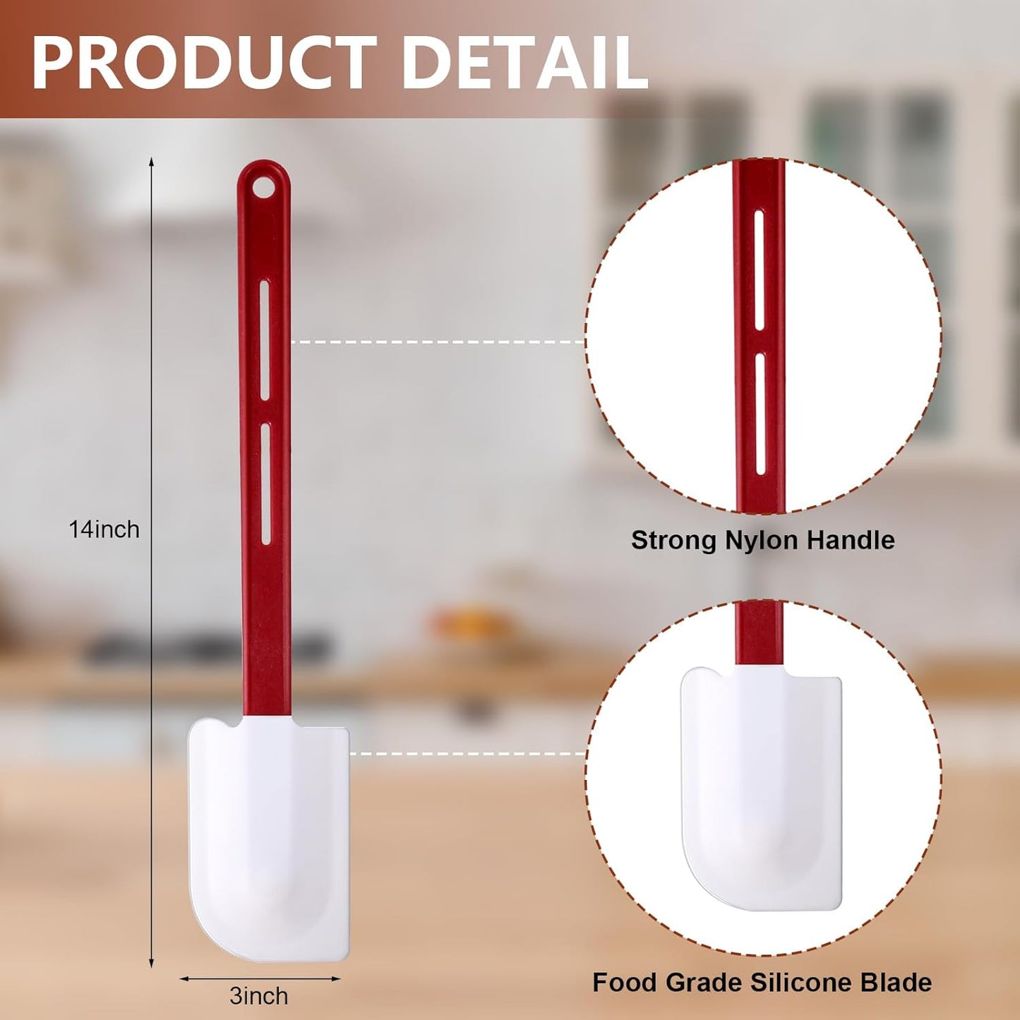 Norme 6 Pcs High Temp Silicone Spatulas Heat Resistant Rubber Spatula Commercial Silicone Scraper with Handle for Kitchen Cook Baking Mixing Utensil, Dishwasher Safe (10,14,16.5 Inch)