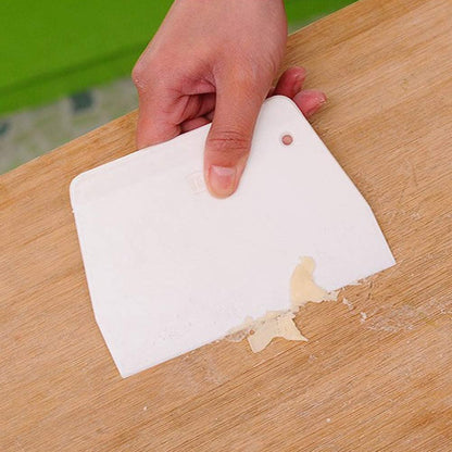 3 Pieces Dough Scraper Bowl Scraper Food-safe Plastic Dough Cutter Trapezoidal Plastic Scraper Practical Bench Scraper Multipurpose Food Scrappers for Bread Dough Cake Fondant Icing, White