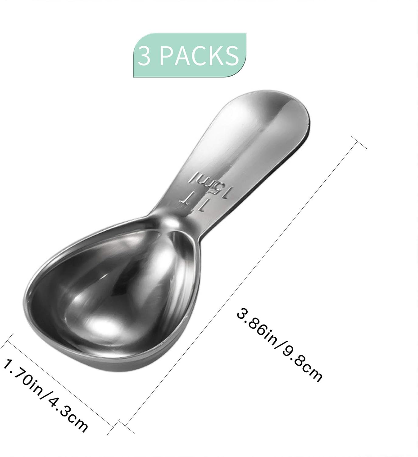Coffee Scoop, Gold Stainless Steel Coffee Spoons Set, 1 tablespoon (15ml) and 1 tablespoons (30ml) Spoon, Gold Tablespoon Measure Spoon for Coffee, Milk Powder, Fruit Powder, 2 Pack(Long Handle)