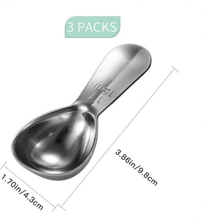 Coffee Scoop, Gold Stainless Steel Coffee Spoons Set, 1 tablespoon (15ml) and 1 tablespoons (30ml) Spoon, Gold Tablespoon Measure Spoon for Coffee, Milk Powder, Fruit Powder, 2 Pack(Long Handle)