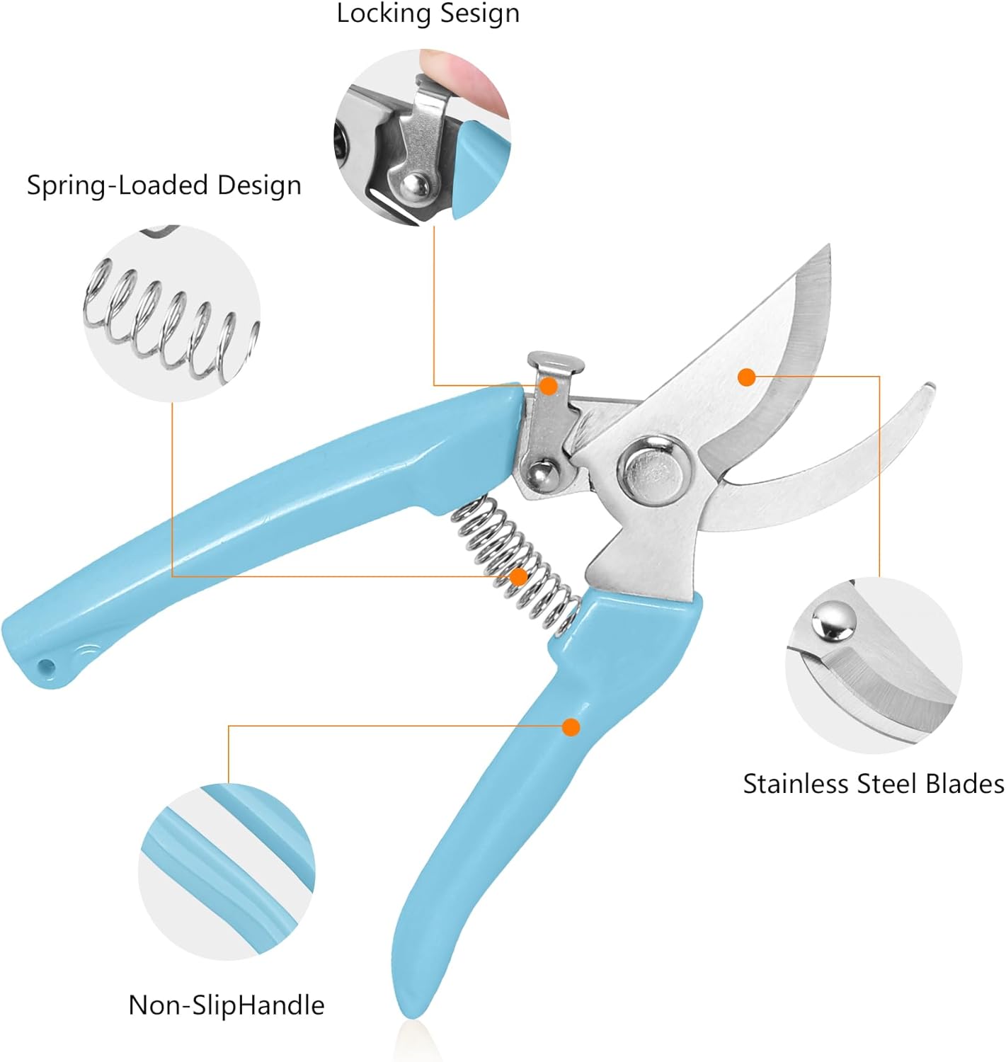 Garden Scissors for Plant, Tip Pruning Shears for Cutting Flowers, Trimming Plants, Bonsai and Fruits Picking (Bypass Blade Pruner)