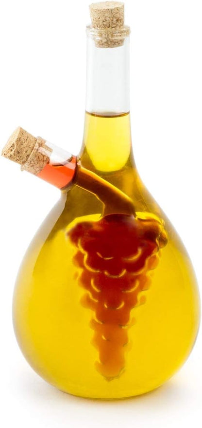 Fox Run 7050 Run Grape Motif Oil and Vinegar Cruet Dispenser Bottle, Clear Borosilicate Glass
