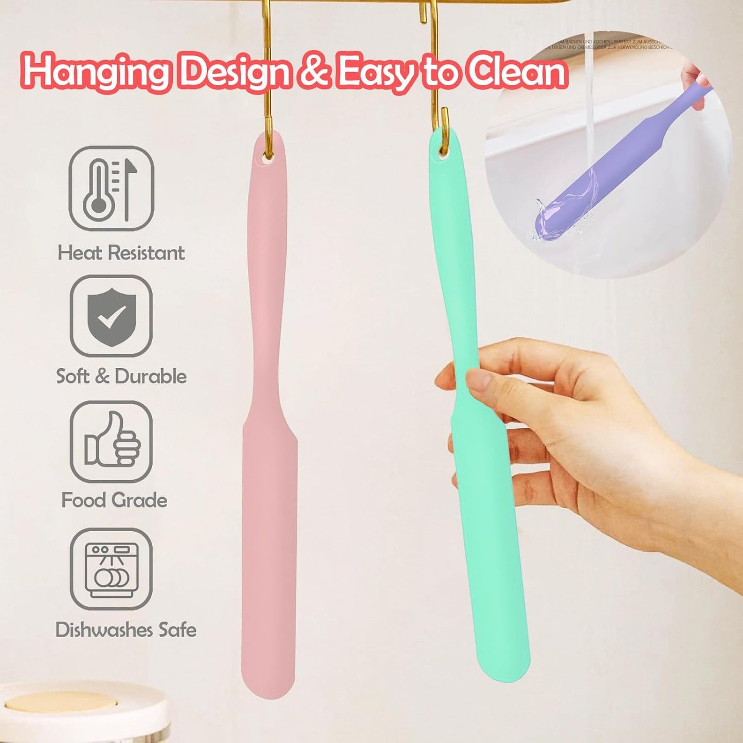 Silicone Jar Spatula, 3Pcs Spatulas Kitchen Set, Heat Resistant Jam Spreader for Baking Mixing Cake Cream Butter Scraper