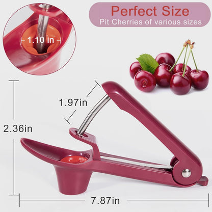 Cherry Pitter,Cherry Seed Remover Olives Pitter Tool with Space-Saving Lock Design,Multi-Function Fruit Pit Remover for Making Cherry Jam ( Stainless Steel / Heavy-Duty)