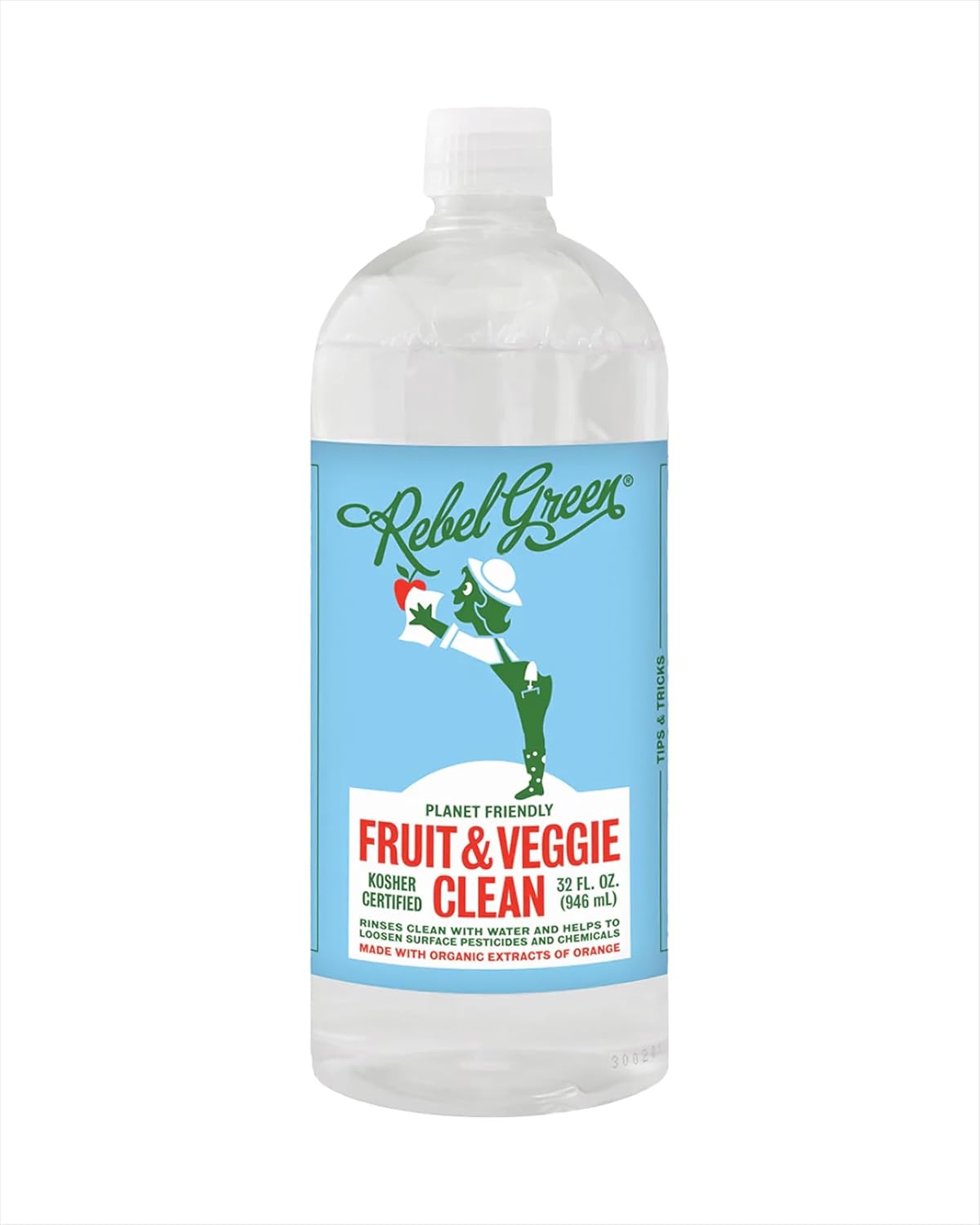 Rebel Green Fruit & Veggie Clean — Plant-Based Produce Cleaner—Natural Fruit and Vegetable Wash with No Aftertaste — Chemical & Wax Removal — Made with Organic Extracts of Citrus — Half Gallon