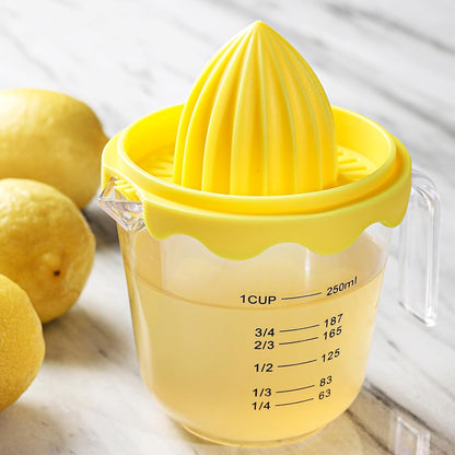 Lemon Squeezer,plastic Lemon Juicer,Detachable Separate,Manual Juicer with Measuring Cup,Juice Squeezer Handheld for Lemons (Yellow, Large)