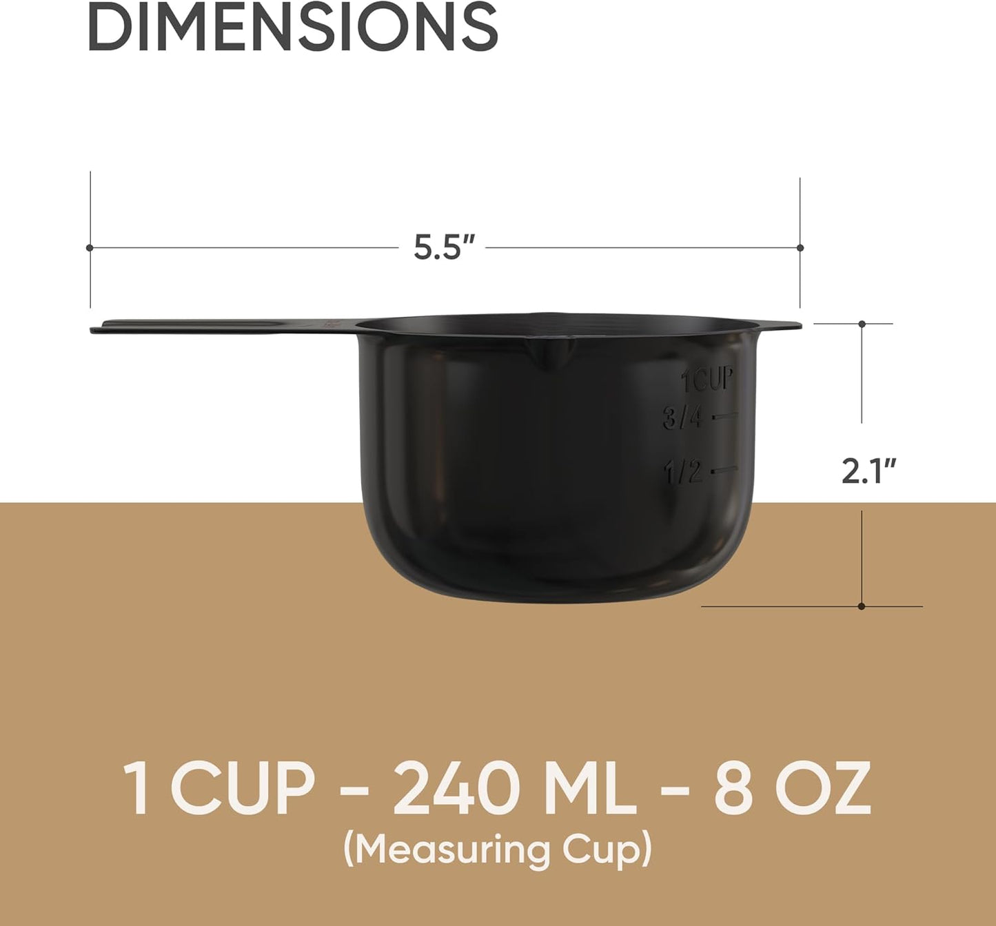 Color Up 2 Cup Measuring Cup, 480ml Stainless Steel Metal, Easy-Pour Spouts, Engraved Markings, Flat Base, Dishwasher Safe, for Dry and Liquid Ingredients