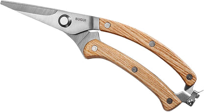 BUGUI Garden Shears Set of 2, Includes 1 Bypass Pruning Shears and 1 Straight Blade Garden Scissors, Sharp, Lightweight