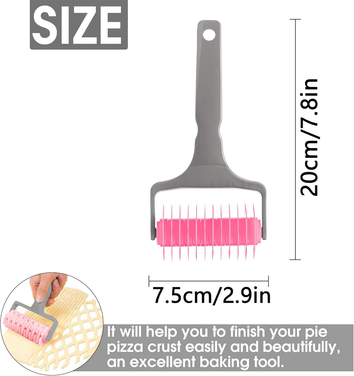 2 Pack Pastry Cutting Wheel, Pastry Wheel Decorator Pie Crust Pastry Wheel and Cutter for Cutting Pastry, Rolled Pastry Pie Crimper, Baking & Cooking Tool for Apple Pie Crust or Ravioli Pasta