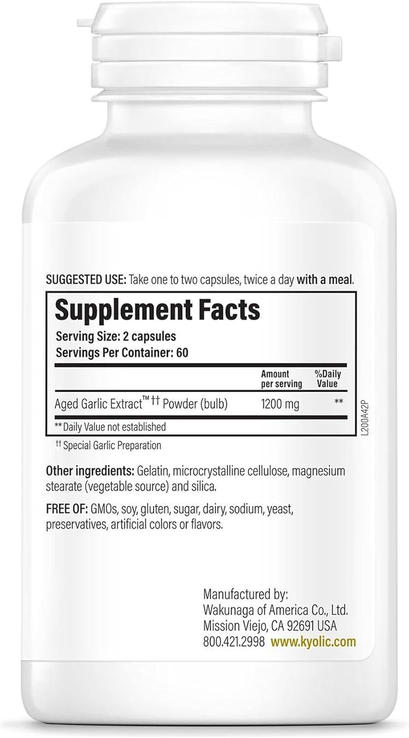 Kyolic Aged Garlic Extract Formula 200, Cardiovascular & Immune*, Reserve, 60 Capsules