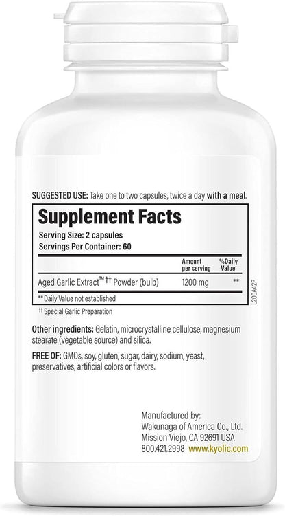 Kyolic Aged Garlic Extract Formula 200, Cardiovascular & Immune*, Reserve, 60 Capsules