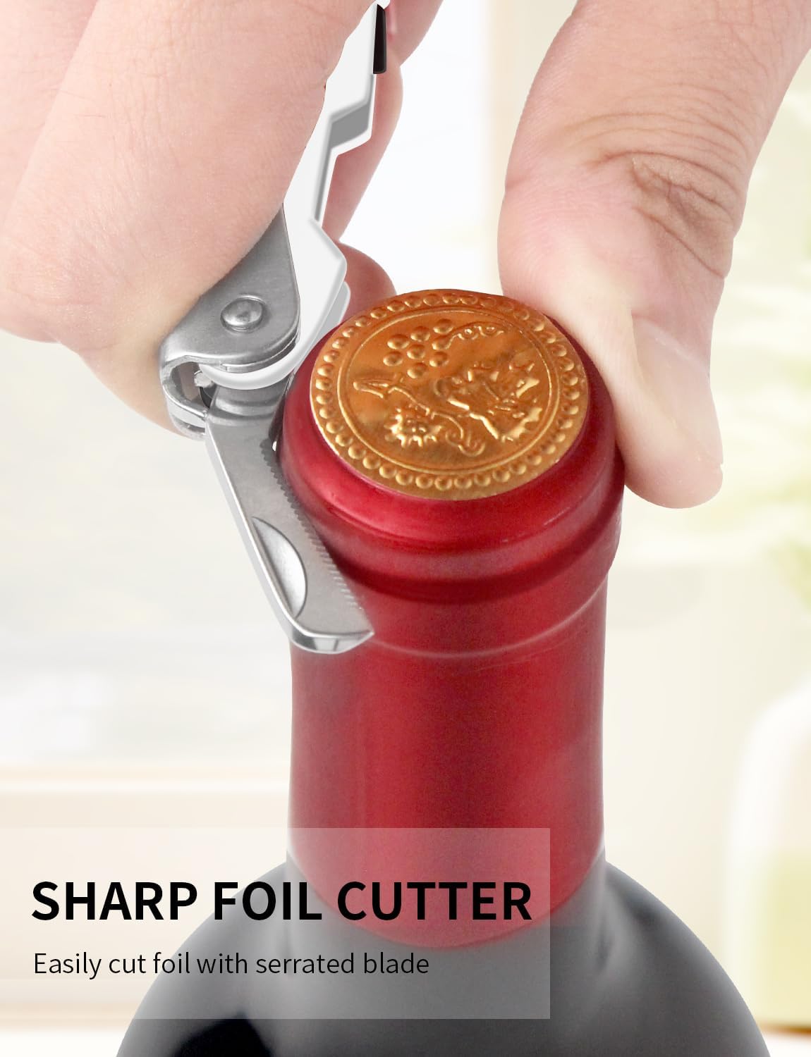CORKAS Wine Key - Professional Handcrafted Heavy Duty Waiter Corkscrew, Compact Wine Opener with Double Hinged, Foil Cutter and Bottle Opener, Gifts for Servers, Sommelier, Bartenders - Red