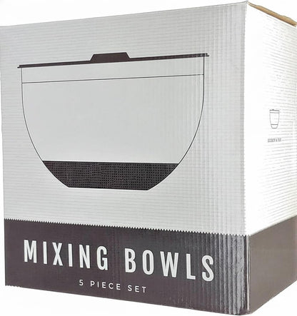 Stainless Steel Mixing Bowls with Lids and Non Slip Bases (Set of 5, Red)