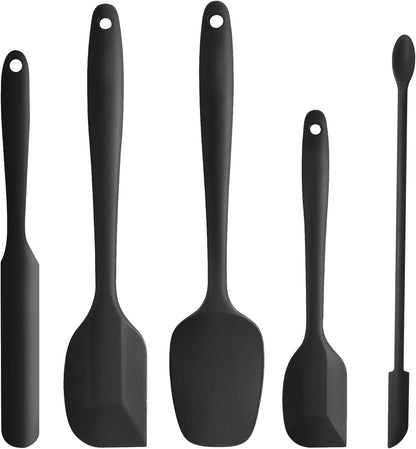 5 Piece Pink Silicone Spatula Set, Heat Resistant Rubber Spatulas Set, Silicone Kitchen Utensils Set Dishwasher Safe for Nonstick Cookware Baking Cooking