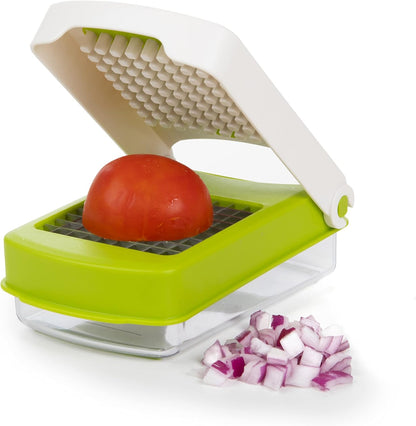 PrepWorks Compact Veggie Chopper – Space-Saving Manual Vegetable Cutter, Easy-to-Use, Stainless Steel Blades, BPA-Free