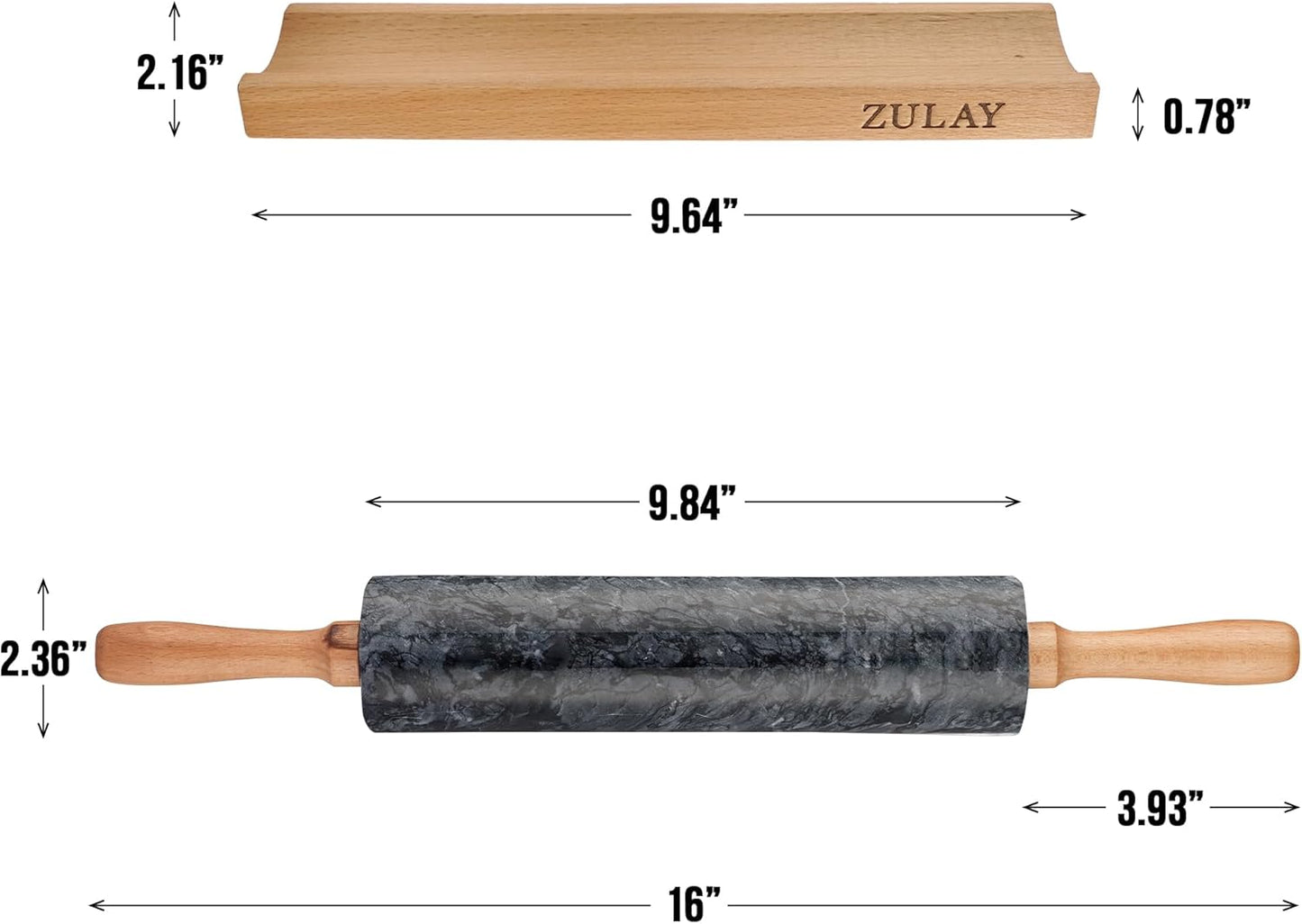 Zulay Kitchen 15.9 inch Professional Stainless Steel Rolling Pin - Lightweight Metal French Rolling Pin - Perfect for Baking, Fondant, Pizza Dough Roller, Dumpling