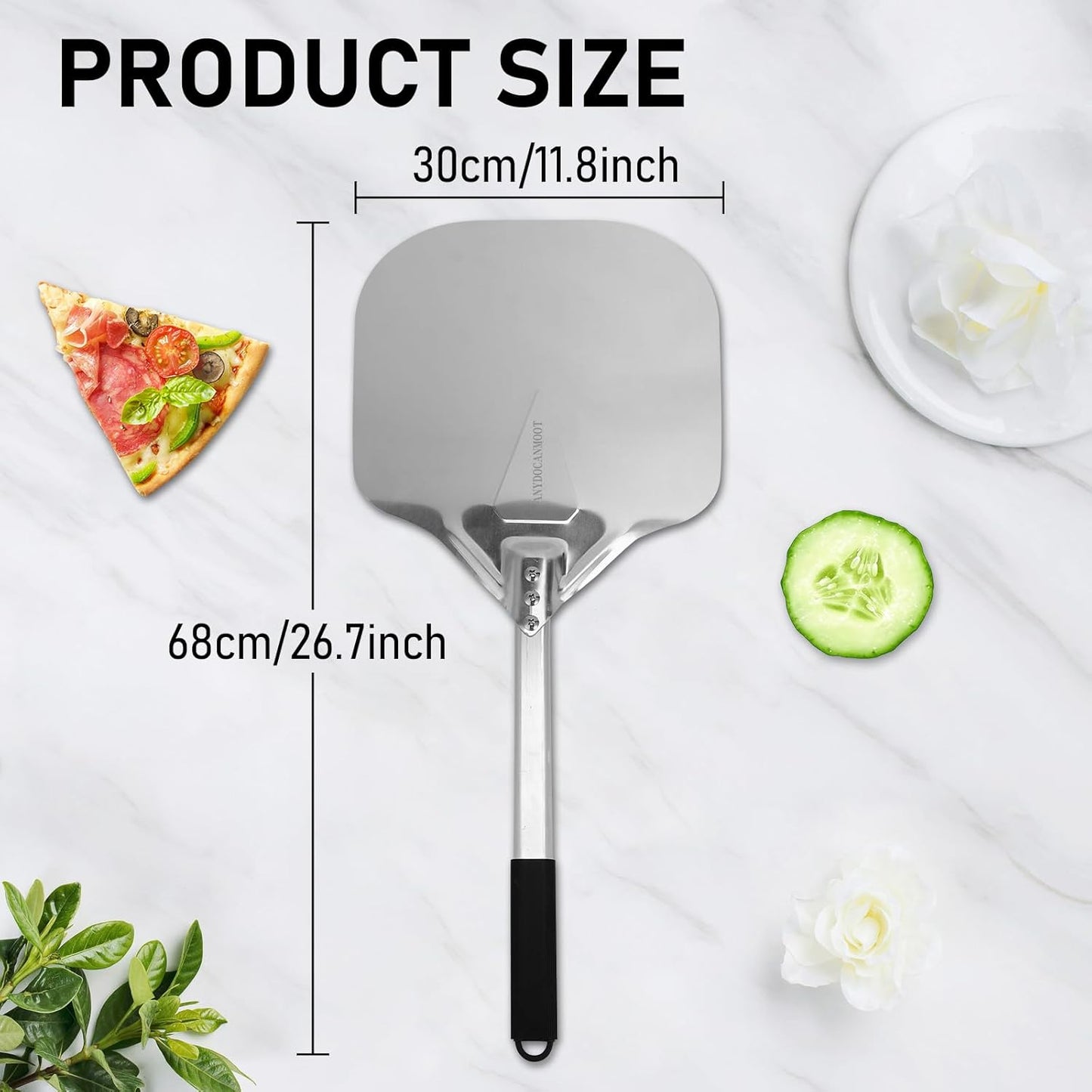 Perforated Pizza Peels 6 INCH pizza spatula paddle Long Handle Metal Pizza Spatula for Indoor and Outdoor (6 Inch)