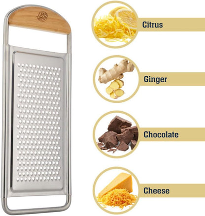 Handheld Mandoline Slicer for Kitchen - Stainless Steel Flat Mandolin with Cherrywood Handle - Julienne Cutter for Vegetable and Fruits - Italian Made Kitchen Gadgets by Kings County Tools