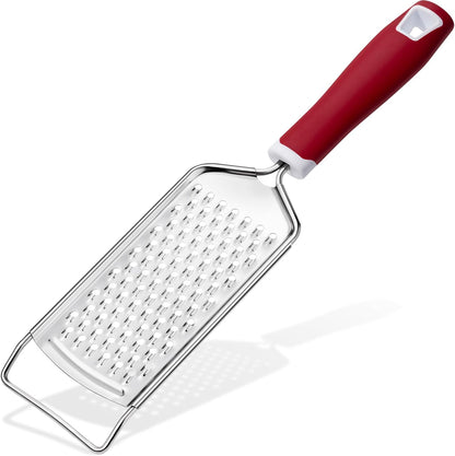 Rainspire Professional Cheese Graters for Kitchen Stainless Steel Handheld, Metal Lemon Zester Grater With Handle For Cheese, Chocolate, Spices, Kitchen Gadgets And Tools, Soft Grip Handle, Black
