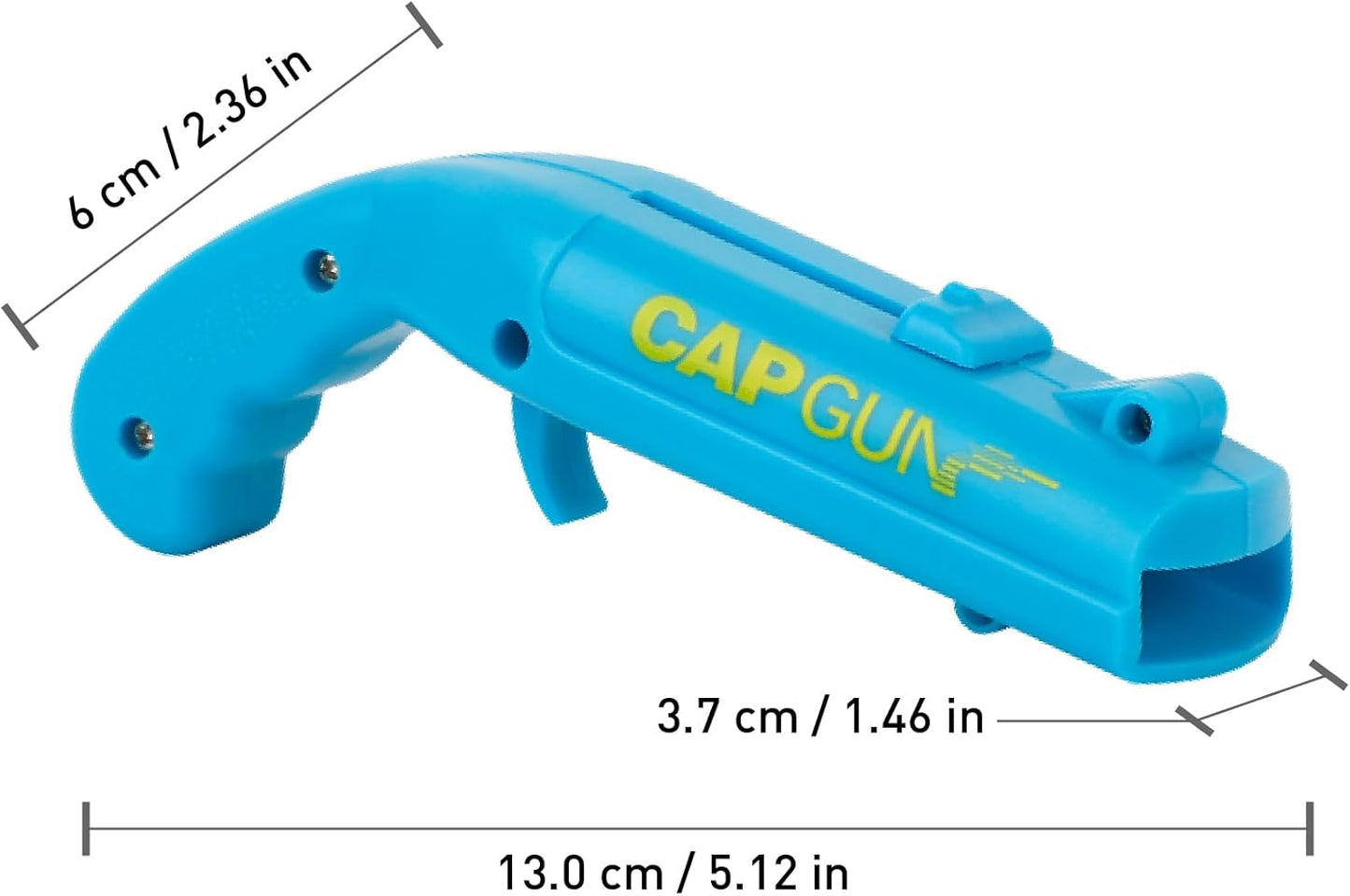 bottle cap shooting gun - Fun bottle opener tool launches bottle caps for parties, barbecues, and bar games (color)