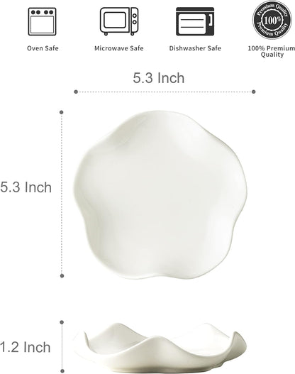Miamolo Spoon Rest for Stove Top, Spoon Holder for Stove, 5.3In Ceramic Spoon Rest for Kitchen Counter, Coffee Spoon Holder with Ruffled Edge, Farmhouse Spatula Holder for Kitchen Decor, Beige