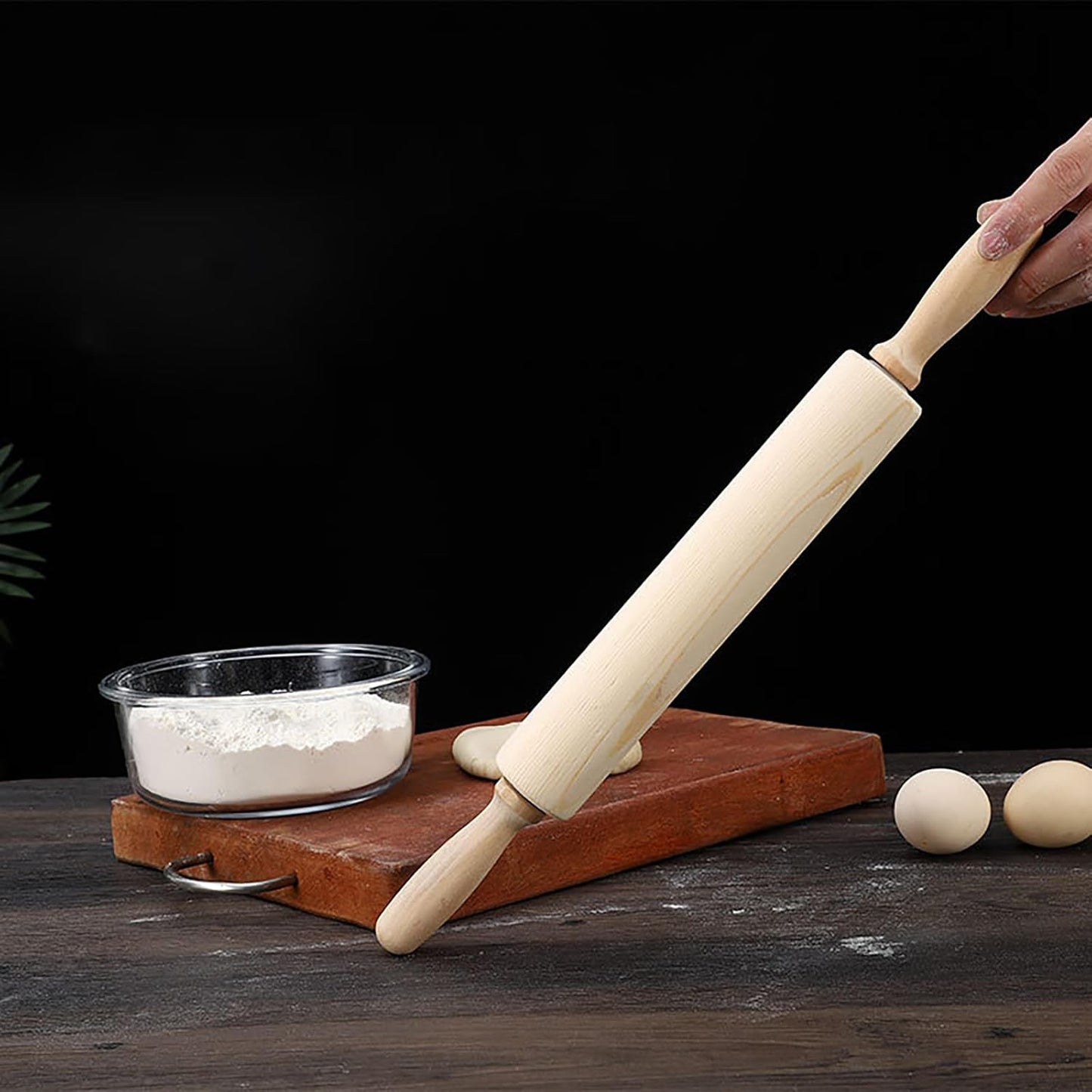 Rolling Pin, 13.8 Inch Wood for Kneading the Dough of Baking Bread, Pizza, Cookie, Noodles (L)