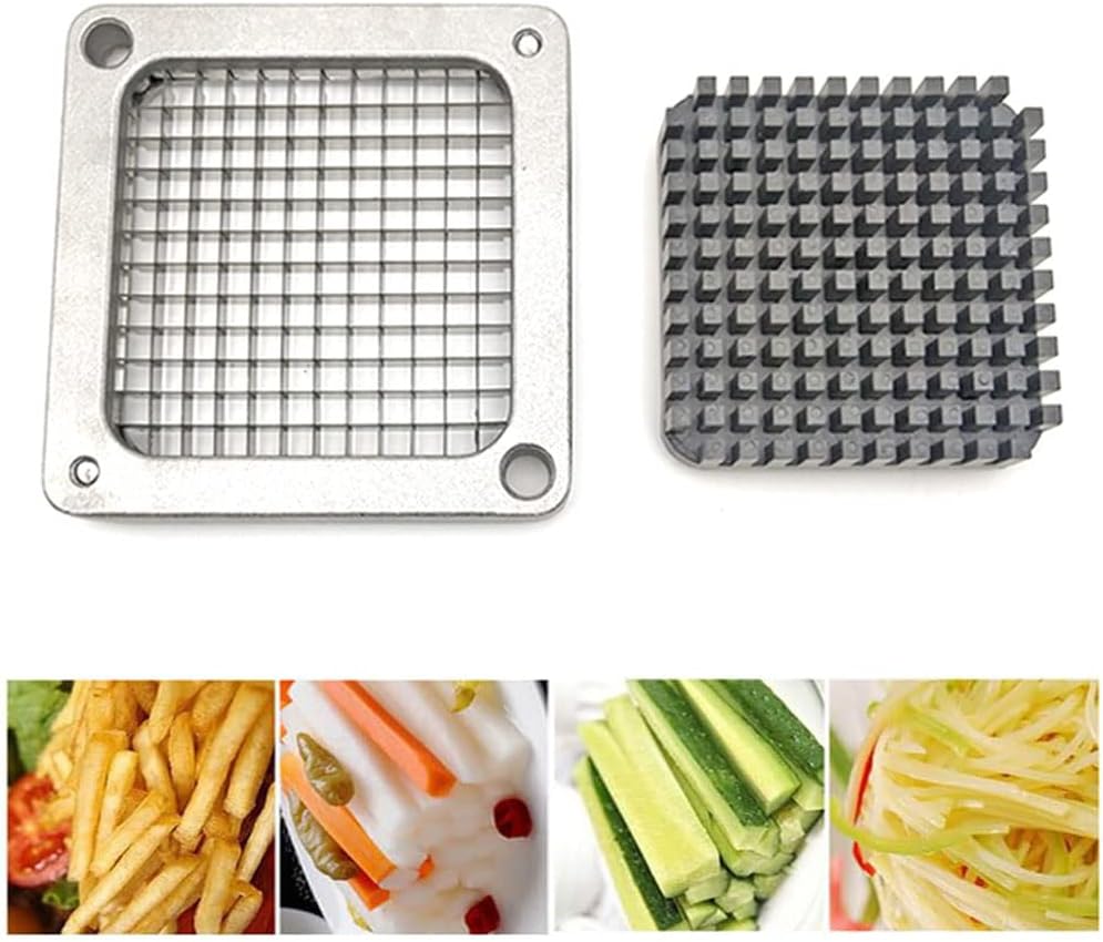French Fry Cutter Chopper Blades Replacement, Commercial Vegetable Cutter Dicer Blade Stainless Steel Blade&Pusher Block Set for Cutting Potatoes Onions (1/4-inch, Replacement Cutter Blade)
