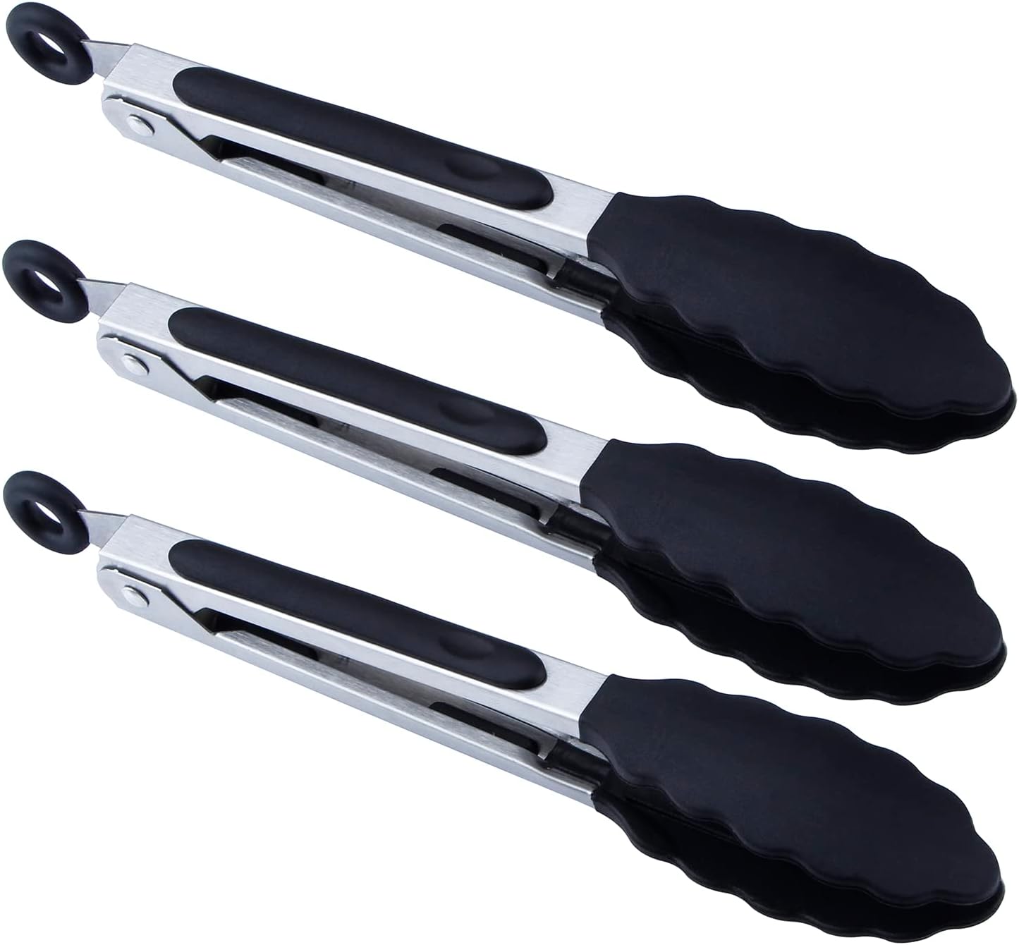 7 inch Cooking Tongs, MSY BIGSUNNY Set of 3 Mini Kitchen Tongs Silicone Serving Tongs With Silicone Tips for FoodGrill, Salad, BBQ (Snow White)