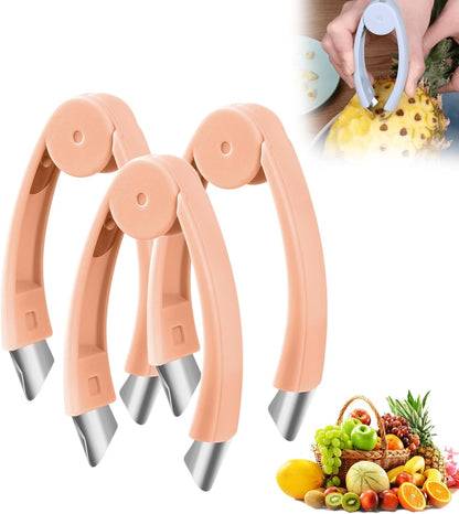 Multifunctional Pineapple Corer and Slicer, Pineapple Eye Remover Tool, Stainless Steel Cutter Strawberry Stem Remover Quickly Cut and Remove Tweezers Kitchen Tools (1, ORANGE)