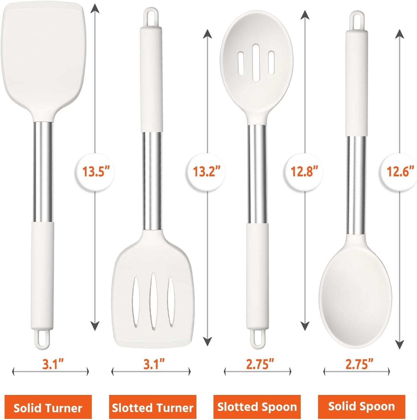 E-far Cooking Utensils Set of 4, Silicone Kitchen Utensils for Non-stick Cookware, Heat Resistant & Non-toxic Slotted Spatula Solid Spoon Turner for Flipping Mixing Serving Basting(Black)