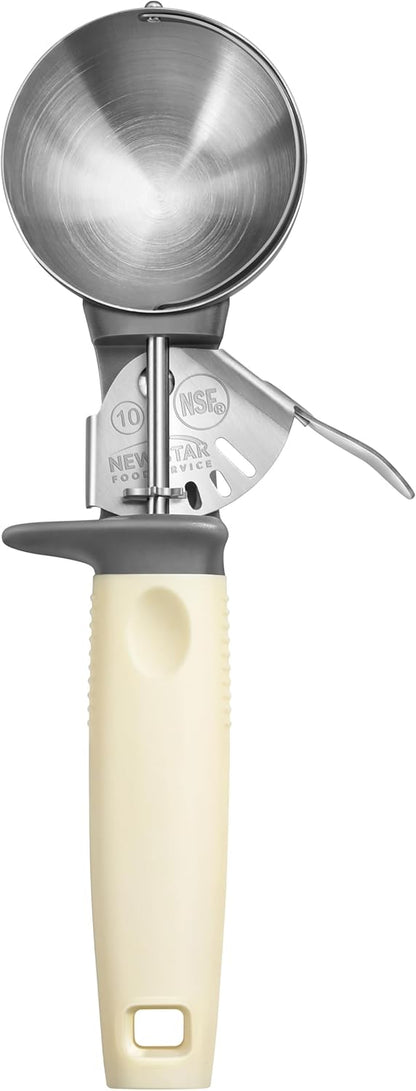 New Star Foodservice Commercial-Grade Thumb Press Food Disher/Ice Cream Scoop, #16, Blue Handle, 18-8 Stainless Steel, NSF Certified