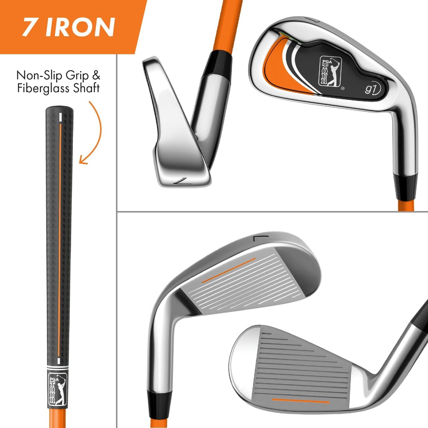 PGA Tour Youth Golf Club Set for Ages 8-12 & 12+ (4’8”–5’10”), Right and Left-Handed Kids Golf Sets – Beginner Junior Golf Clubs with Lightweight Stand Bag, Mallet Putter, Hybrid, Driver