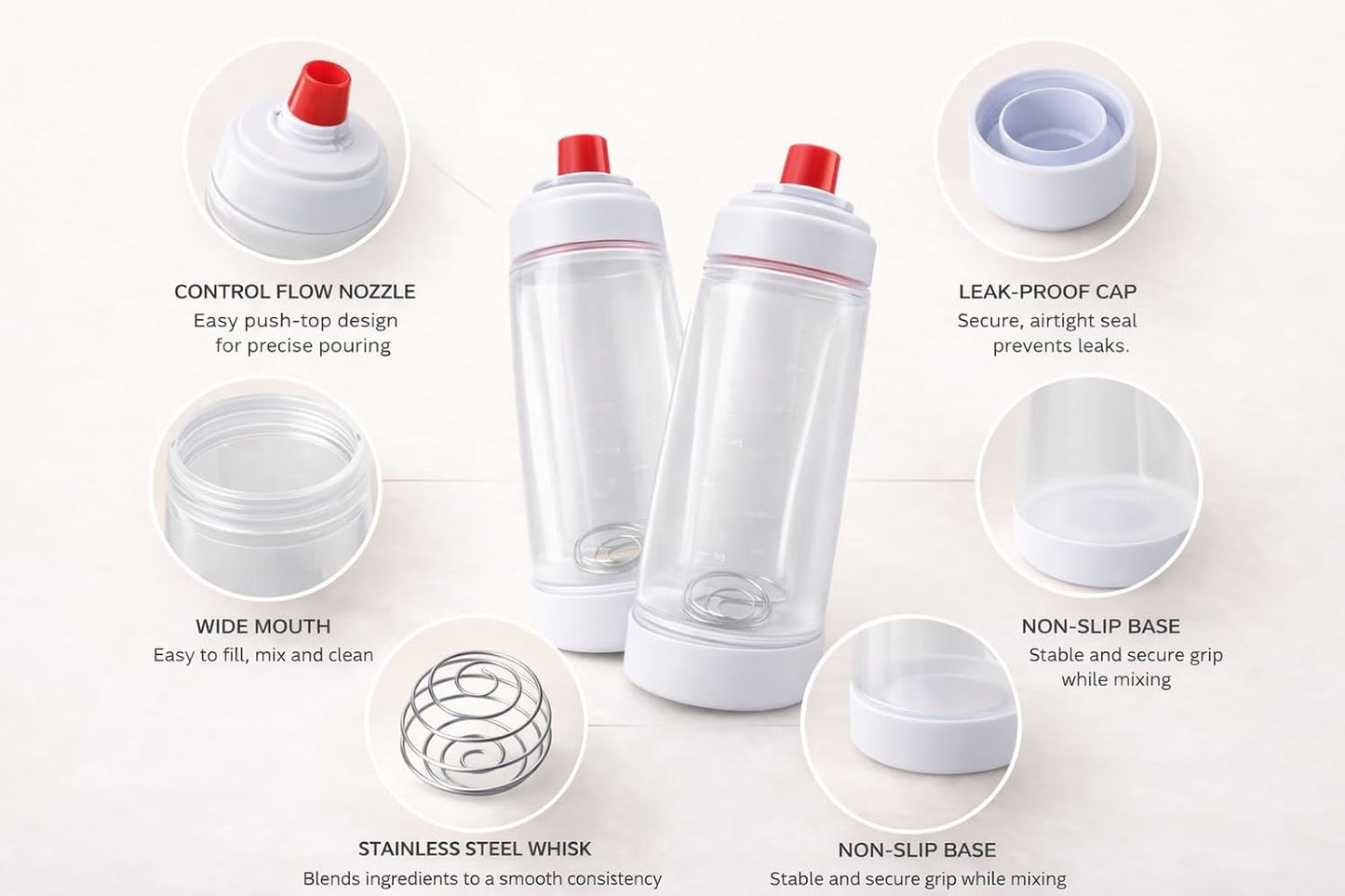 Batter Dispenser Bottle, 2 Pack, Measuring Pancake Batter Container for Baking