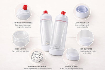 Batter Dispenser Bottle, 2 Pack, Measuring Pancake Batter Container for Baking