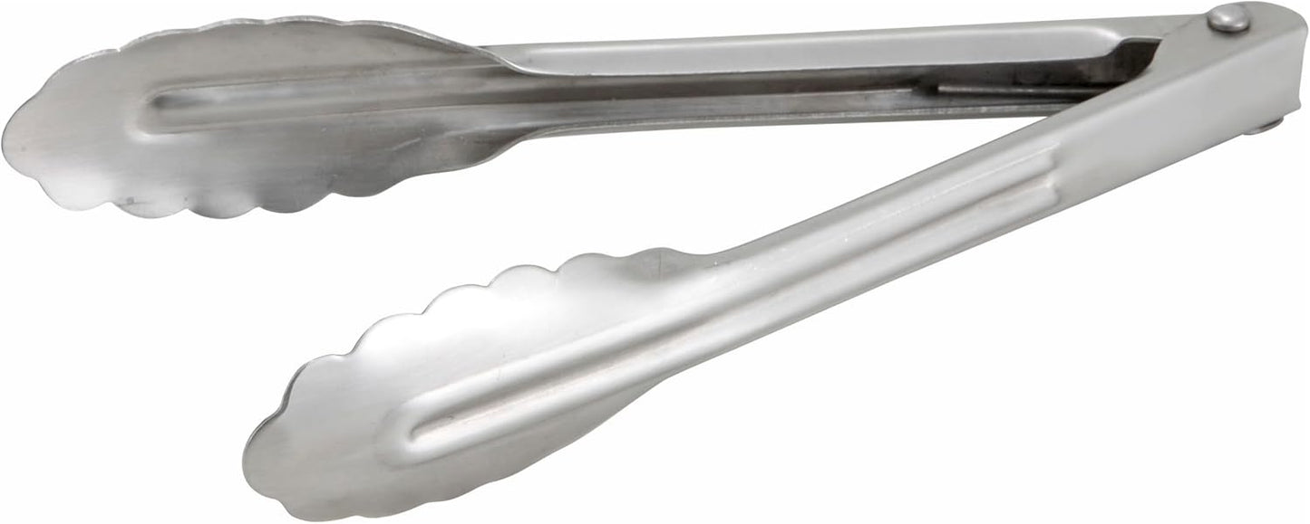 Winco Stainless Steel, Coiled Spring Utility Tong Heavyweight, 12-Inch, Medium