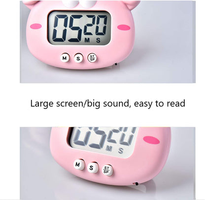 Kitchen Timer, Cute Cartoon Animal Countdown, Digital Cooking Timer with Magnetic, LCD Large-Screen Visual Clock, Hangable Alarm Clock with Stand，for Cooking Bake Sport Game (Timer-XG)