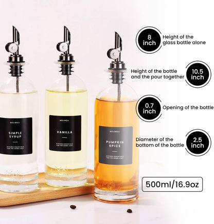 Molimoli - Premium Olive Oil Dispenser Bottles for Kitchen with Pourer - Oil and Vinegar Dispenser Set, Glass Dispenser for Kitchen, Dispenser Bottle of 350ml - Set of 2