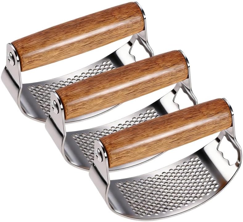 hoehew Stainless Steel Garlic Presser, 2026 Upgraded Garlic Press Rocker, Mincer Garlic Crusher with Peeler, Wide Handle Innovative Garlic Chopper Mincer Crusher Grinder Masher