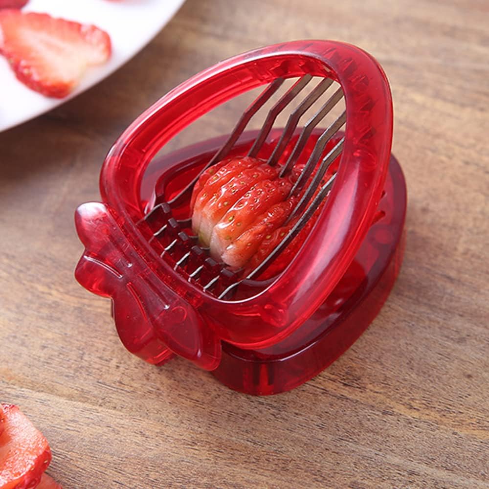 2 PACK Stainless Strawberry Slicer - Fruit Cutter Set for Dessert Cups, Cake Stand Decorations, Homemade Bread Decor