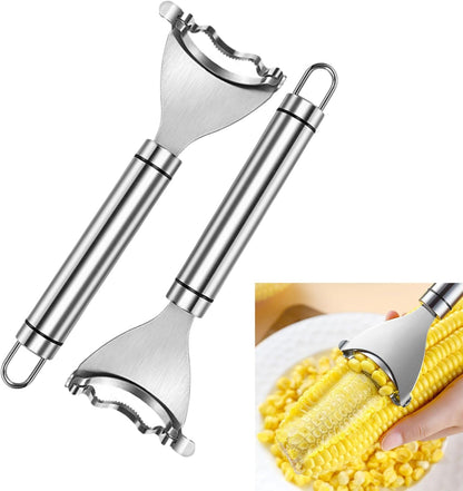 2PCS Stainless Steel Corn Planer Cutter Thresher, Corn Stripper from the Cob