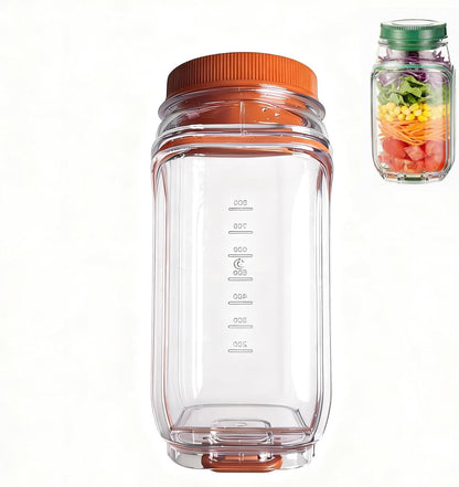 Salad Jar with Side Opening - Leakproof Salad Container & Pod, Mason Jar with Dressing Cup, Portable Lunch Container for Meal Prep, Dishwasher & Freezer Safe, for Office, Gym(Green)