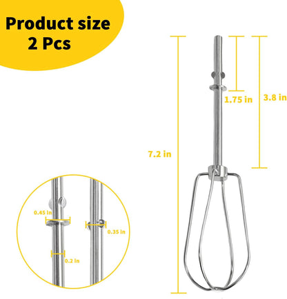 Hand Mixer Beaters Attachments for KitchenAid KHM512 KHM6118 KHM7210 KHM926, Including Turbo Beater, Pro Whisk, Dough Hooks, Blending Rod, Set of 6
