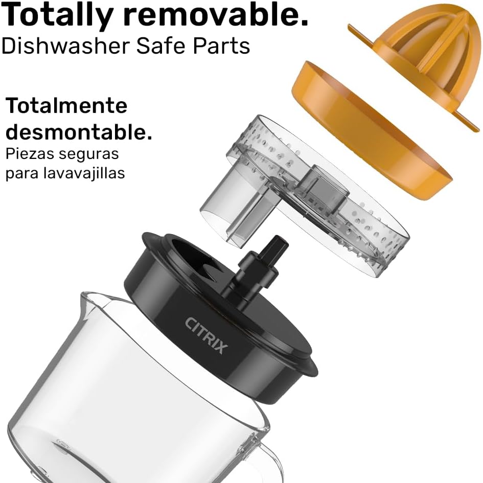 Citrus Juicer with 2 Interchangeable Cones, Premium Glass Container, Easy-to-Clean, Compact Design, Perfect for Limes, Oranges, and Lemons - Durable, Hygienic, and Versatile for Everyday Use